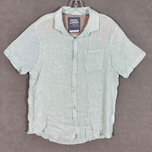 Montauk Linen By Essex Crossing Shirt Mens M Button Up Linen Blend Blue